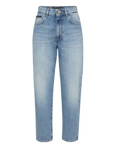 Philipp Plein Mom Fit Jeans In Blue