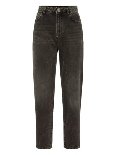 Philipp Plein Mom Fit Jeans In Gray