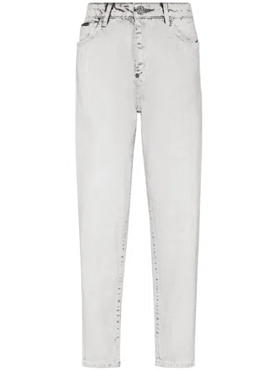 Philipp Plein Mom Fit Tapered Jeans In Grey