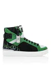 Philipp Plein Crystal Flame Money Beast Hi-top Sneakers In Green