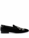 Philipp Plein Money-embroidered Velvet Loafers In Black