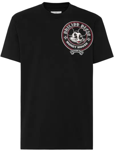 Philipp Plein Money Mouse-embroidered T-shirt In Black