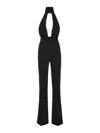 Philipp Plein Halter Neckline Cut-out Backless Wide Leg Dress In Black