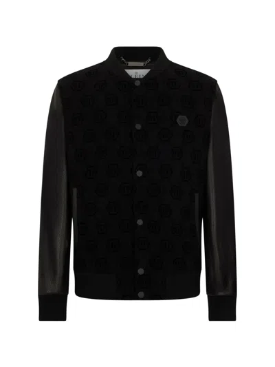 Philipp Plein Monogram Bomber Jacket In Black