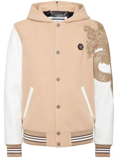 Philipp Plein Monogram Bomber Jacket In Neutrals