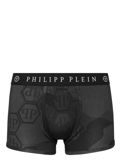 Philipp Plein Monogram Camouflage-print Boxers In Black