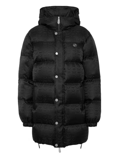 Philipp Plein Monogram Coat In Black