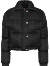 Philipp Plein Nylon Jacquard Cropped Puffer Jacket Monogram In Black