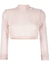Philipp Plein Monogram Cropped Tulle Top In Pink
