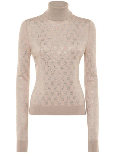 Philipp Plein Monogram Crystal-embellished Jumper In Neutrals