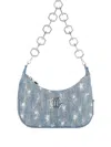 Philipp Plein Monogram Distressed Denim Shoulder Bag In Blue