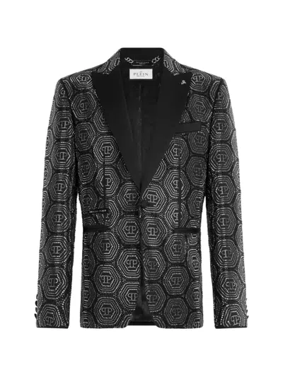 Philipp Plein Monogram Embellished Blazer In Black