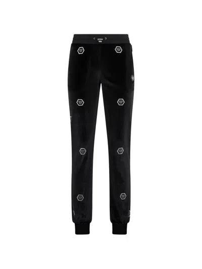 Philipp Plein Monogram-embellished Track Pants In Black