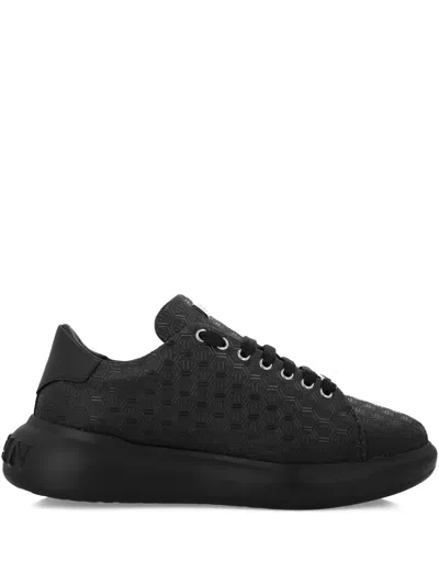 Philipp Plein Monogram-embossed Leather Sneakers In Black