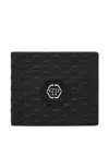 Philipp Plein Monogram Hexagon Leather Wallet In Black