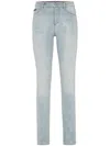 Philipp Plein Monogram High-waisted Jegging Trousers In Blue