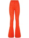 Philipp Plein Monogram-intarsia Bootcut Trousers In Orange