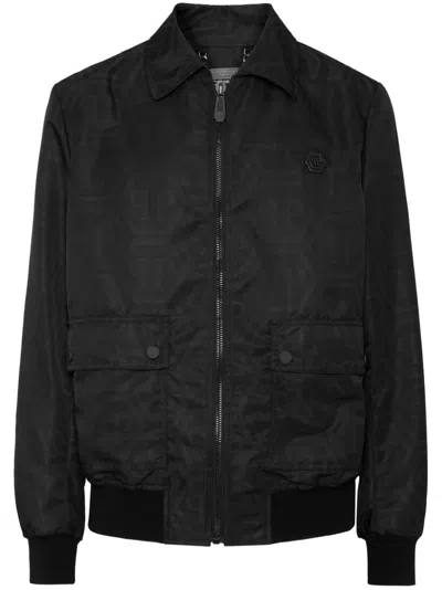 Philipp Plein Monogram-jacquard Bomber Jacket In Black