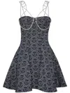 Philipp Plein Monogram-jacquard Denim Mini Dress In Blau