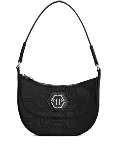 Philipp Plein Monogram-jacquard Shoulder Bag In Black