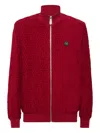 Philipp Plein Monogram-jacquard Track Jacket In Red