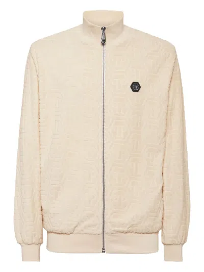 Philipp Plein Monogram-jacquard Track Jacket In Neutral