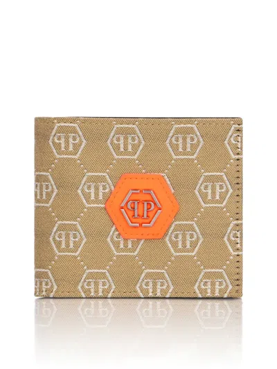 Philipp Plein Monogram Jacquard Wallet In Neutral