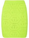 Philipp Plein Patterned-knit Mini Skirt In Yellow