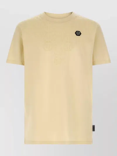 Philipp Plein Monogram Logo Crew Neck Short Sleeve T-shirt In Yellow