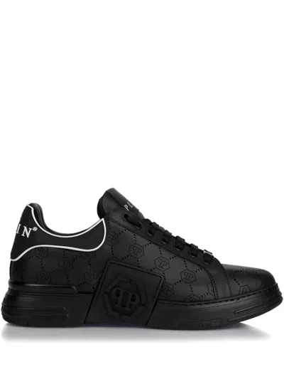 Philipp Plein Monogram Low-top Sneakers In Black