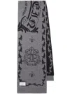 Philipp Plein Monogram-motif Merino Scarf In Grey