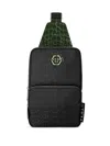 Philipp Plein Monogram-pattern Crocodile-effect Crossbody Bag In Black