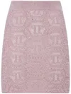 Philipp Plein Monogram-pattern Knitted Miniskirt In Pink