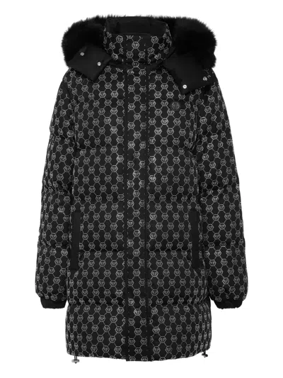 Philipp Plein Monogram-pattern Padded Coat In Black