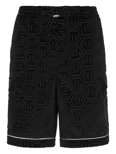 Philipp Plein Monogram-pattern Shorts In Black