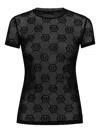 Philipp Plein Monogram-pattern Tulle T-shirt In Black