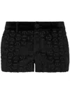Philipp Plein Monogram-pattern Velvet Mini Shorts In Black
