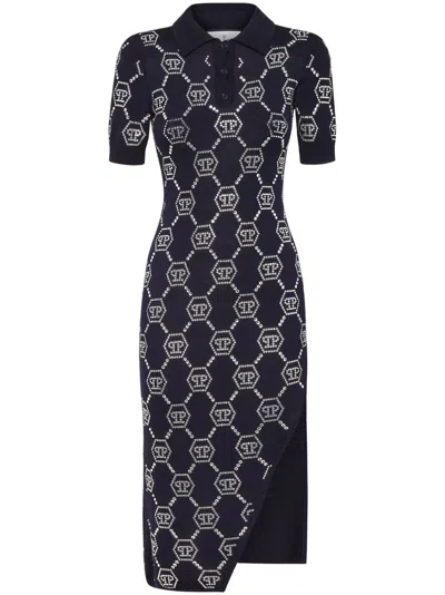 Philipp Plein Monogram Polo Dress In Schwarz