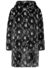 Philipp Plein Monogram-print Hooded Coat In Black
