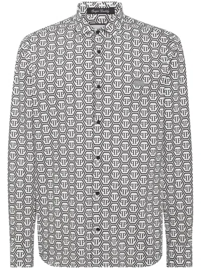 Philipp Plein Monogram-print Shirt In Black