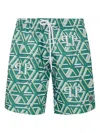 Philipp Plein Monogram-print Swim Shorts In Grün