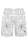 Philipp Plein Monogram-print Swim Shorts In White