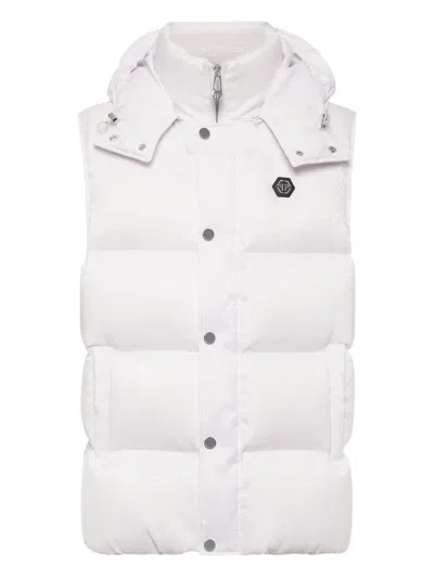 Philipp Plein Monogram Quilted Gilet In White