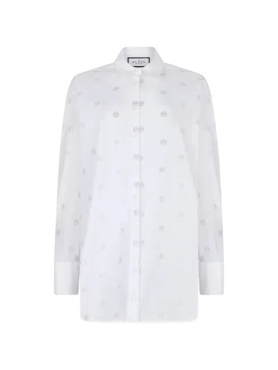 Philipp Plein Hemd Mit Monogramm In White