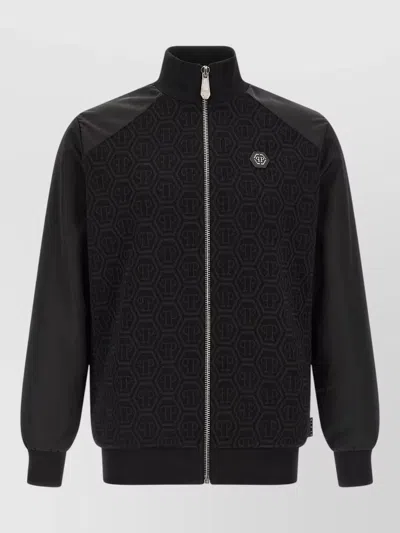 Philipp Plein Monogram Signature Sweatshirt High Collar Logo In Black