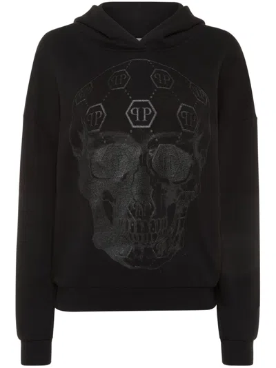 Philipp Plein Monogram Skull Hoodie In 黑色