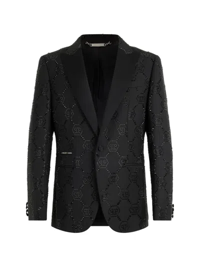 Philipp Plein Monogram Slim Blazer In Black