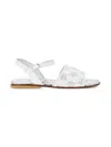 Philipp Plein Monogram Strass Flat Sandals In White