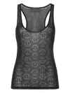 Philipp Plein Monogram Strass Tank Top In Black