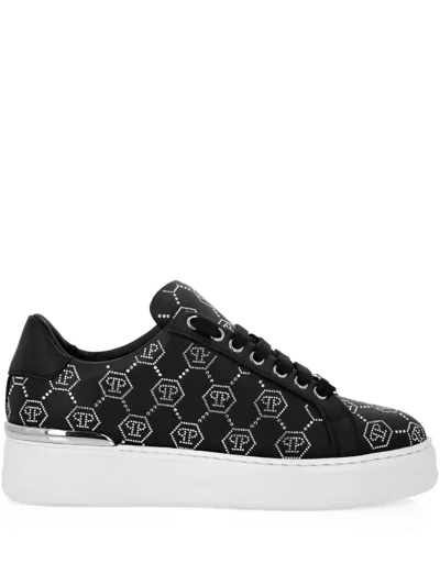 PHILIPP PLEIN MONOGRAM-STUDDED SNEAKERS